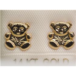 #8-14KT GOLD STUD TEDDY BEAR SCREWBACK EARRINGS