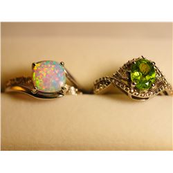 #10-PAIR OF STERLING SILVER OPAL AND PERIDOT RINGS