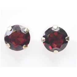#12-14KT GOLD GARNET STUD EARRINGS