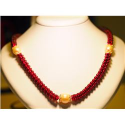 #17-STERLING SILVER GENUINE GARNET FRESH WATER