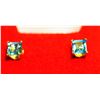 Image 1 : #18-14KT GOLD BLUE TOPAZ STUD EARRINGS