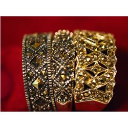 #33-STERLING SILVER MARASITE SET OF 3 RINGS