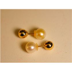 #36-10KT FRESH WATER PEARL REVERSIBLE EARRINGS