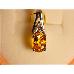 #37-STERLING SILVER CITRINE (1.20CT) AND DIAMOND