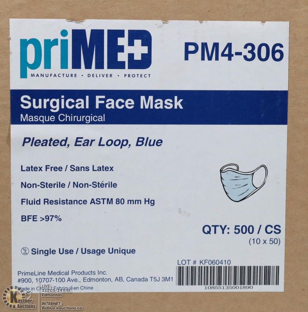 CASE OF PRIMED PM4-306 SURGICAL FACE MASKS