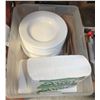 LARGE BIN OF PLATES AND NAPKINS