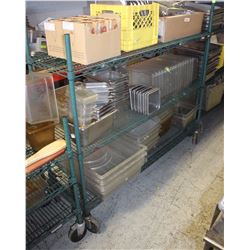 GREEN METRO 3 SHELF ROLLING RACK