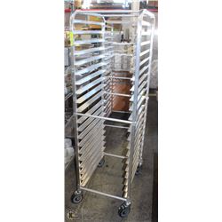 ME#12) 20 SHEET ALUMINUM PAN RACK ON WHEELS