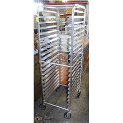 ME#12) 20 SHEET ALUMINUM PAN RACK ON WHEELS