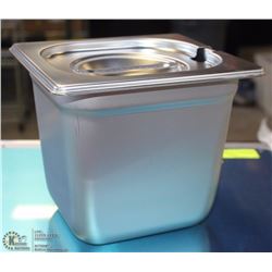 ME#8) S/S FOOD PAN ONE FOURTH SIZE 6" DEEP W/ LID