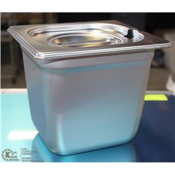 ME#8) S/S FOOD PAN ONE FOURTH SIZE 6" DEEP W/ LID
