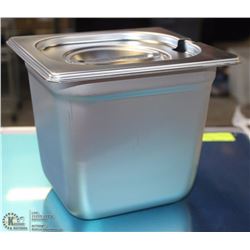 ME#8) S/S FOOD PAN ONE FOURTH SIZE 6" DEEP W/ LID