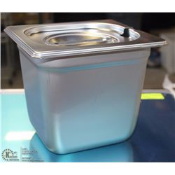 ME#8) S/S FOOD PAN ONE FOURTH SIZE 6" DEEP W/ LID