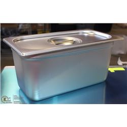 ME#7) S/S FOOD PAN ONE THIRD SIZE 6" DEEP WITH LID