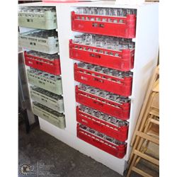 DISHRACK SHELVING UNIT WITH 12 DISH RACKS FULL