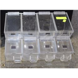 4 PIECE BULK DISPENSERS WITH STAND.