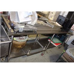 STAINLESS STEEL 2 TIER WORK TABLE W/3" SPLASHGUARD