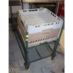 SMALL 2 TIER METRO RACK WITH 2 DISHWASHER RACKS