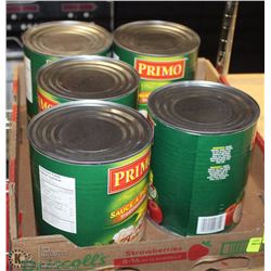 5 COMMERCIAL CANS OF PRIMO SPAGHETTI SAUCE