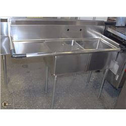 NEW STAINLESS STEEL DOUBLE SINK 57X24X45