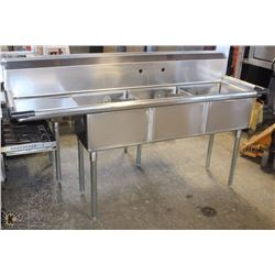 NEW STAINLESS STEEL TRIPLE SINK 75X24X45