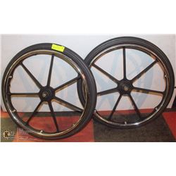 PAIR OF WHEEL CHAIR REAR WHEELS ABOUT 20.5 INCH