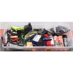 LARGE CLEAR BIN FULL OF AUTOMOTIVE &