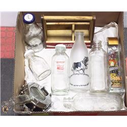 BOX W/COLLECTIBLE BOTTLES & WOOD