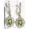 Image 2 : 3) STERLING SILVER PERIDOT & CZ FLORAL EARRINGS