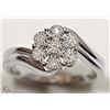 Image 2 : 4) STERLING SILVER 7 DIAMOND FLORAL RING