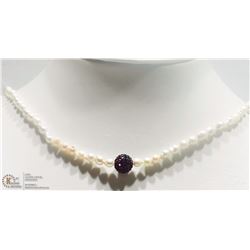 5) ST. SILVER PEARL NECKLACE W/CUBIC CRYSTAL CLASP