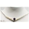 Image 1 : 5) ST. SILVER PEARL NECKLACE W/CUBIC CRYSTAL CLASP