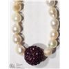 Image 2 : 5) ST. SILVER PEARL NECKLACE W/CUBIC CRYSTAL CLASP
