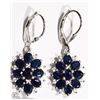 Image 1 : 7) STERLING SILVER SAPPHIRE FLORAL DROP EARRINGS