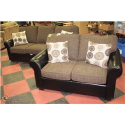 NEW TWO TONE BLK AND SAGE SOFA SET WITH ACCENT