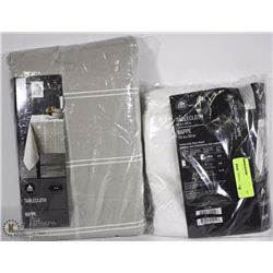 2 NEW HOMETRENDS WHITE & GREY TABLE CLOTHES