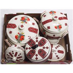 UKRAINIAN CERAMIC LIDDED SERVING CASSEROLE &