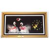 Image 1 : 2 SWANS & BUTTERFLY SHADOW BOX CLOCK