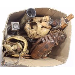 BOX OF WOOD CARVINGS
