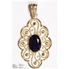 Image 1 : 14) 14K YELLOW GOLD SAPPHIRE FILIGREE PENDANT