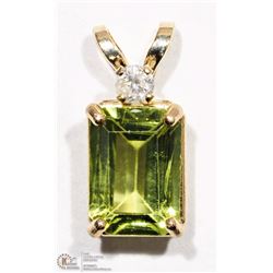 17) 10K YELLOW GOLD PERIDOT & DIAMOND PENDANT