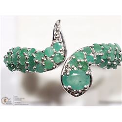 18) STERLING SILVER 33 EMERALD SNAKE RING