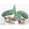 Image 2 : 18) STERLING SILVER 33 EMERALD SNAKE RING