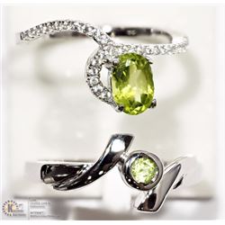 20) TWO STERLING SILVER PERIDOT RINGS