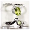 Image 1 : 20) TWO STERLING SILVER PERIDOT RINGS