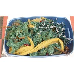 LARGE BLUE BIN FULL OF DECORATED