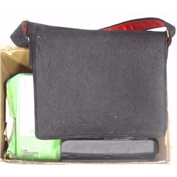 BOX OF OFFICE/SCHOOL SUPPLIES INCL. BRIEF