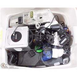 TUB OF ESTATE GAME CONSOLES INCL 3 XBOX, 1 BOX