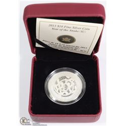 2013 $10 FINE SILVER YEAR OF SNAKE RCM CHINESE