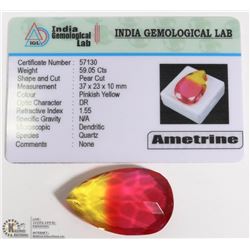 #39-AMETRINE PINKISH YELLOW  GEMSTONE 59.05CT